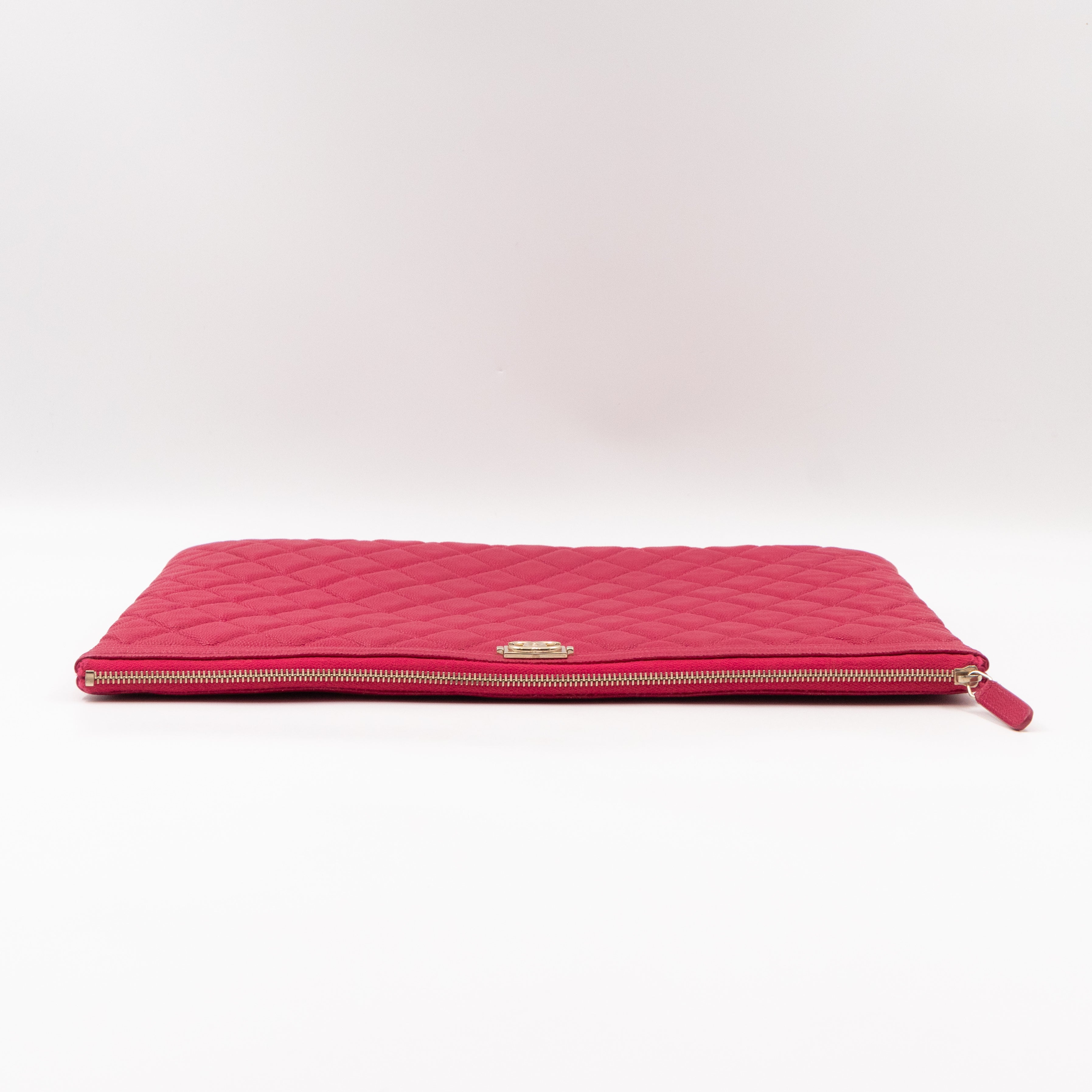 Boy O Case Clutch Large Pink Caviar Leather