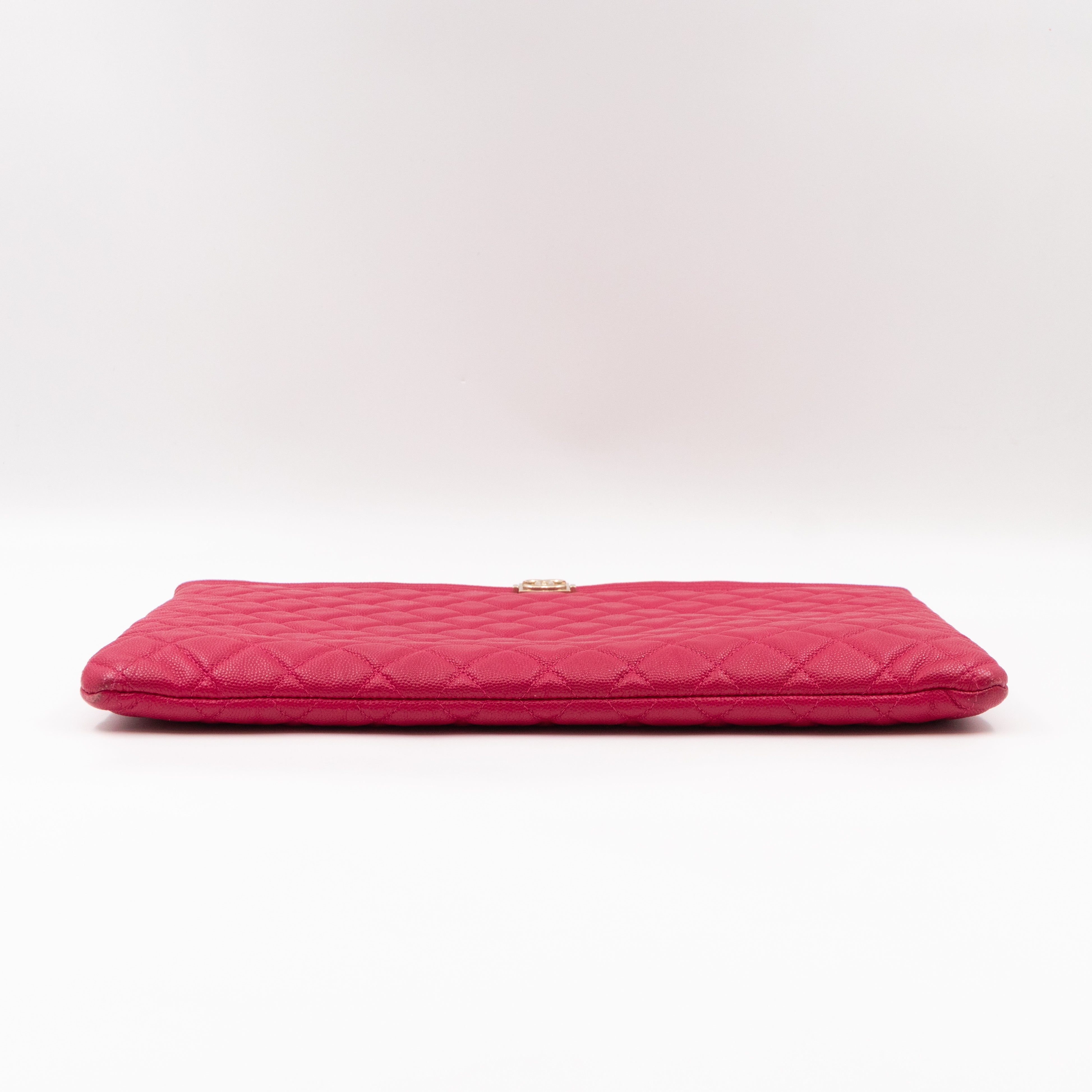 Boy O Case Clutch Large Pink Caviar Leather