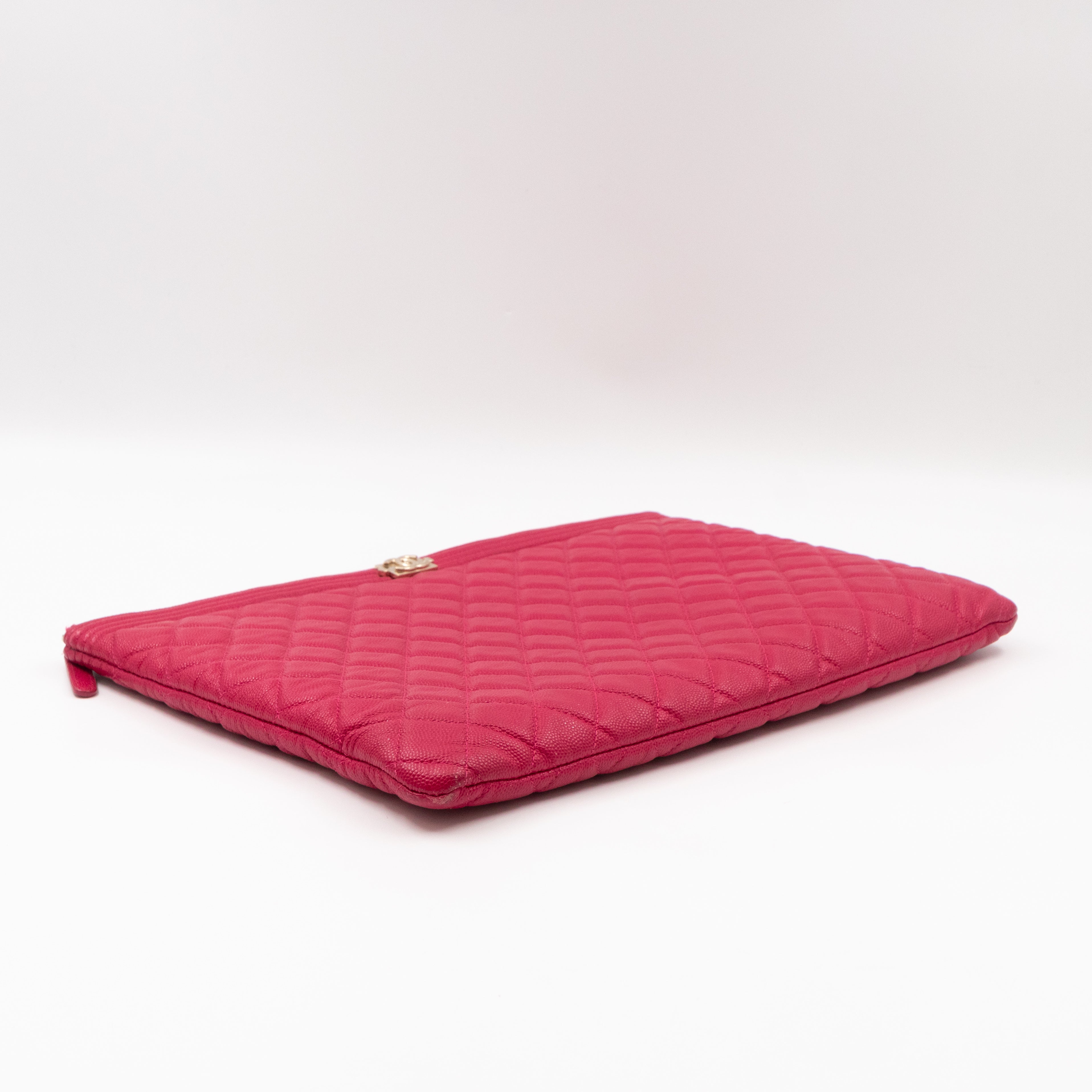 Boy O Case Clutch Large Pink Caviar Leather