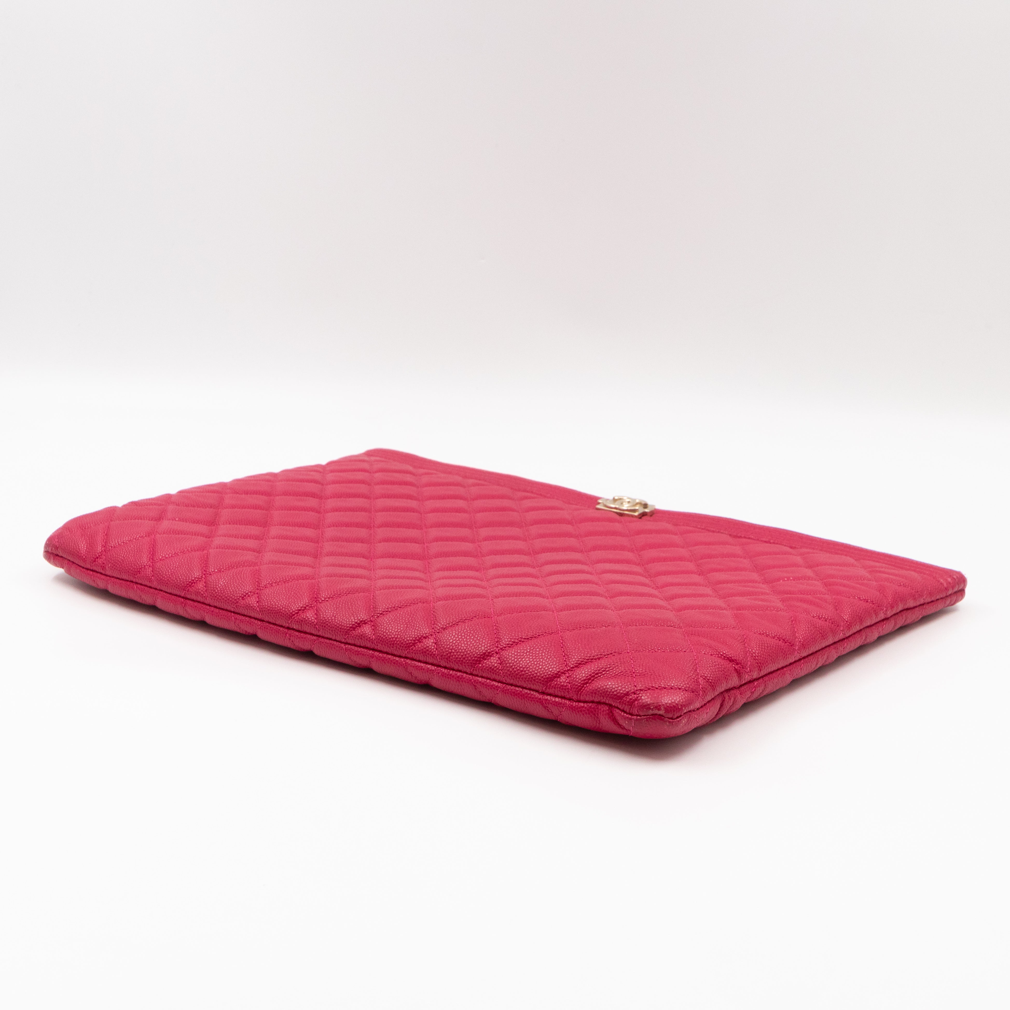 Boy O Case Clutch Large Pink Caviar Leather