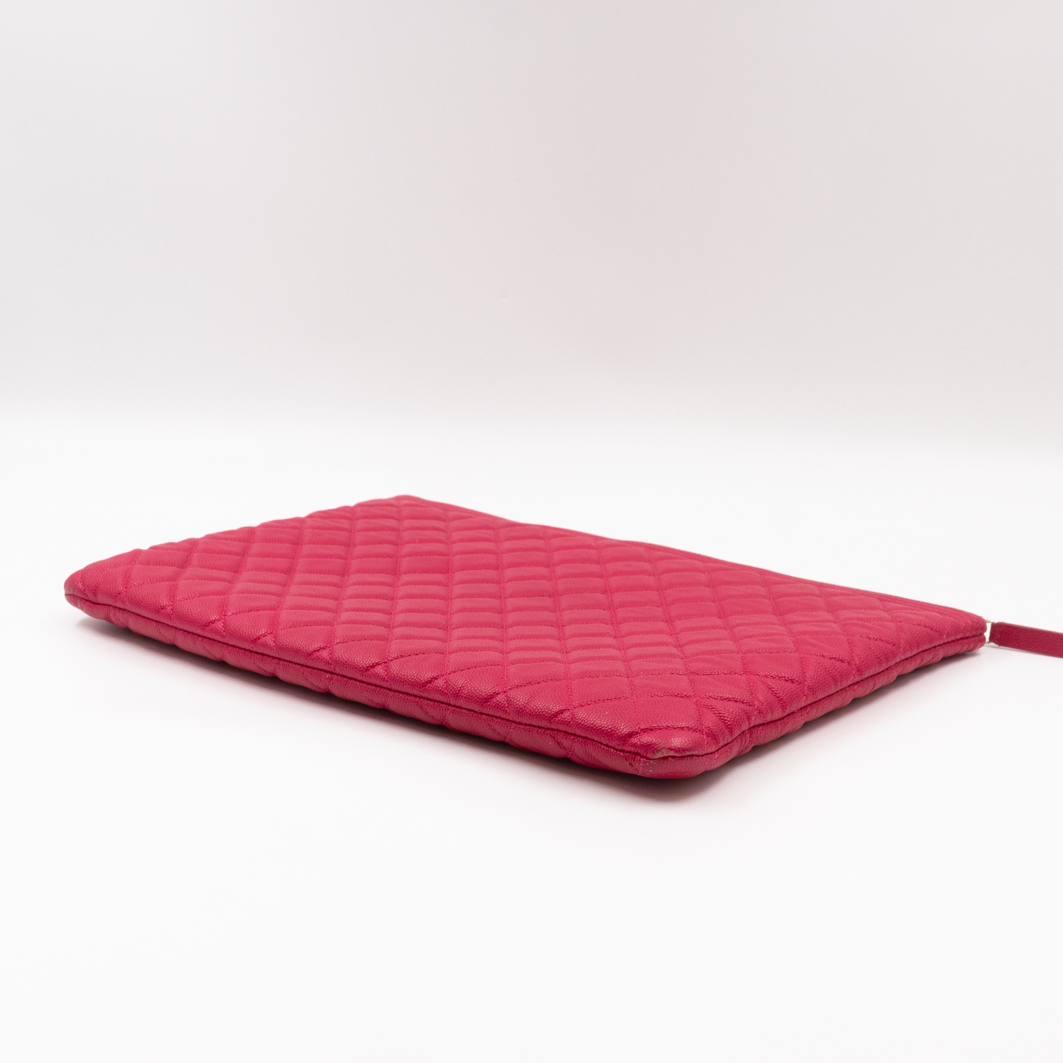 Boy O Case Clutch Large Pink Caviar Leather