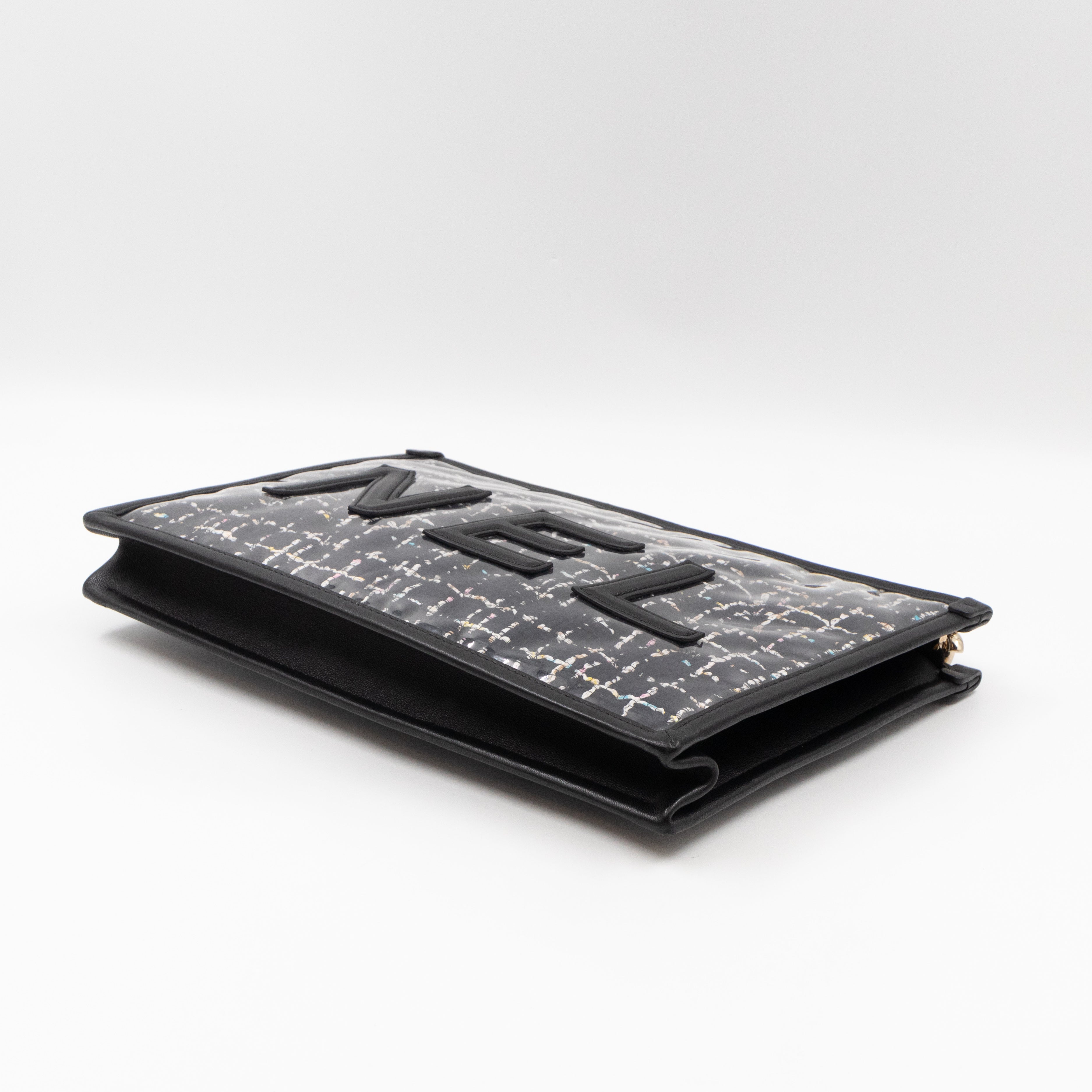 Large Pouch Tweed PVC black