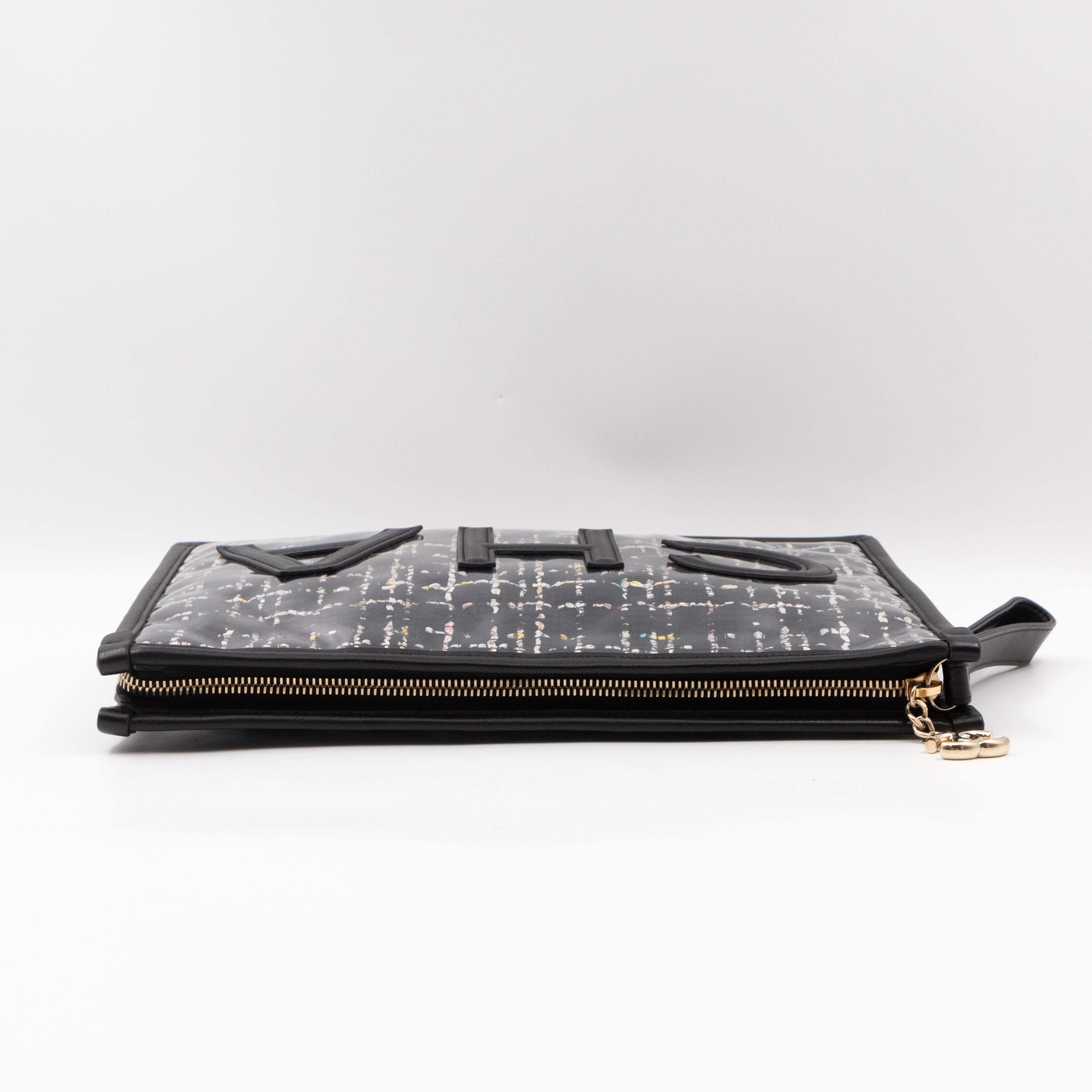 Large Pouch Tweed PVC black