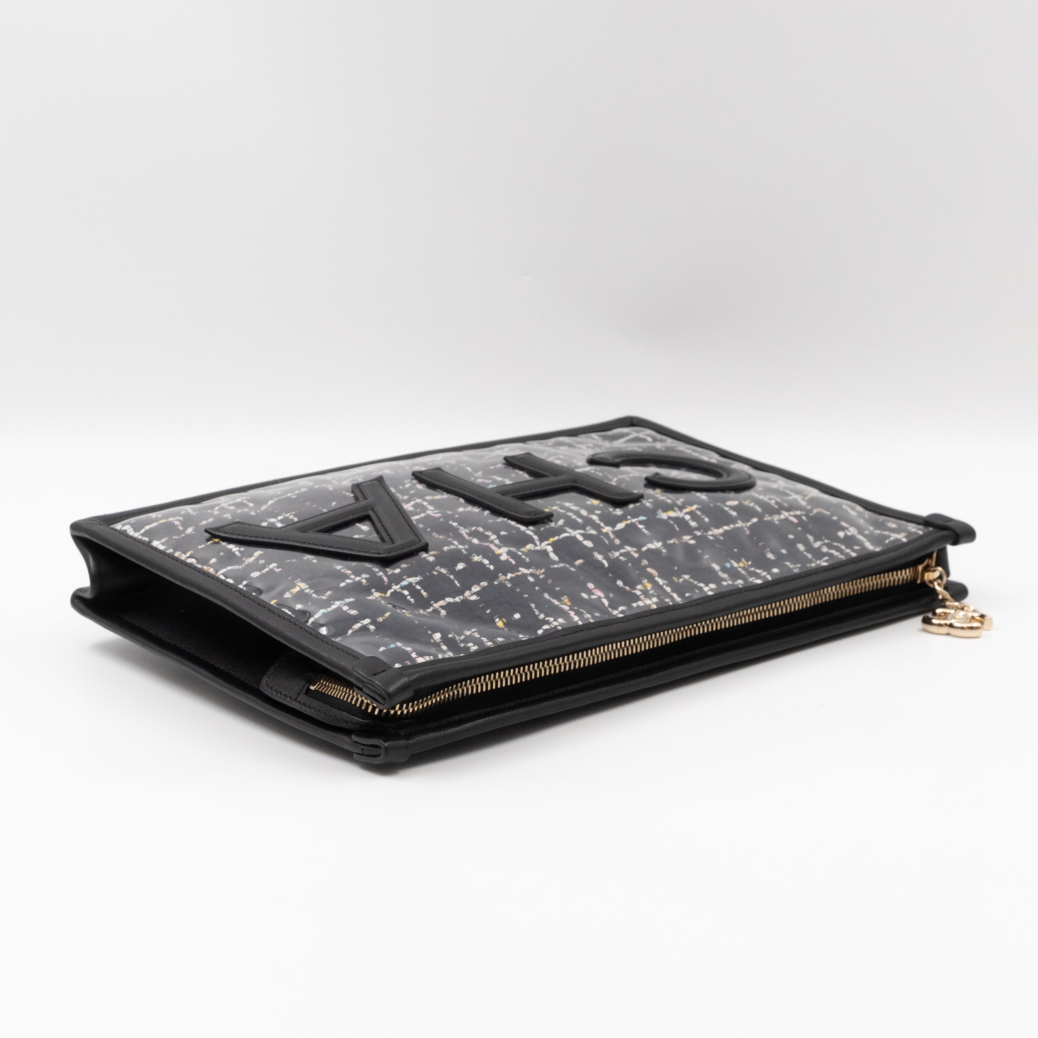 Large Pouch Tweed PVC black