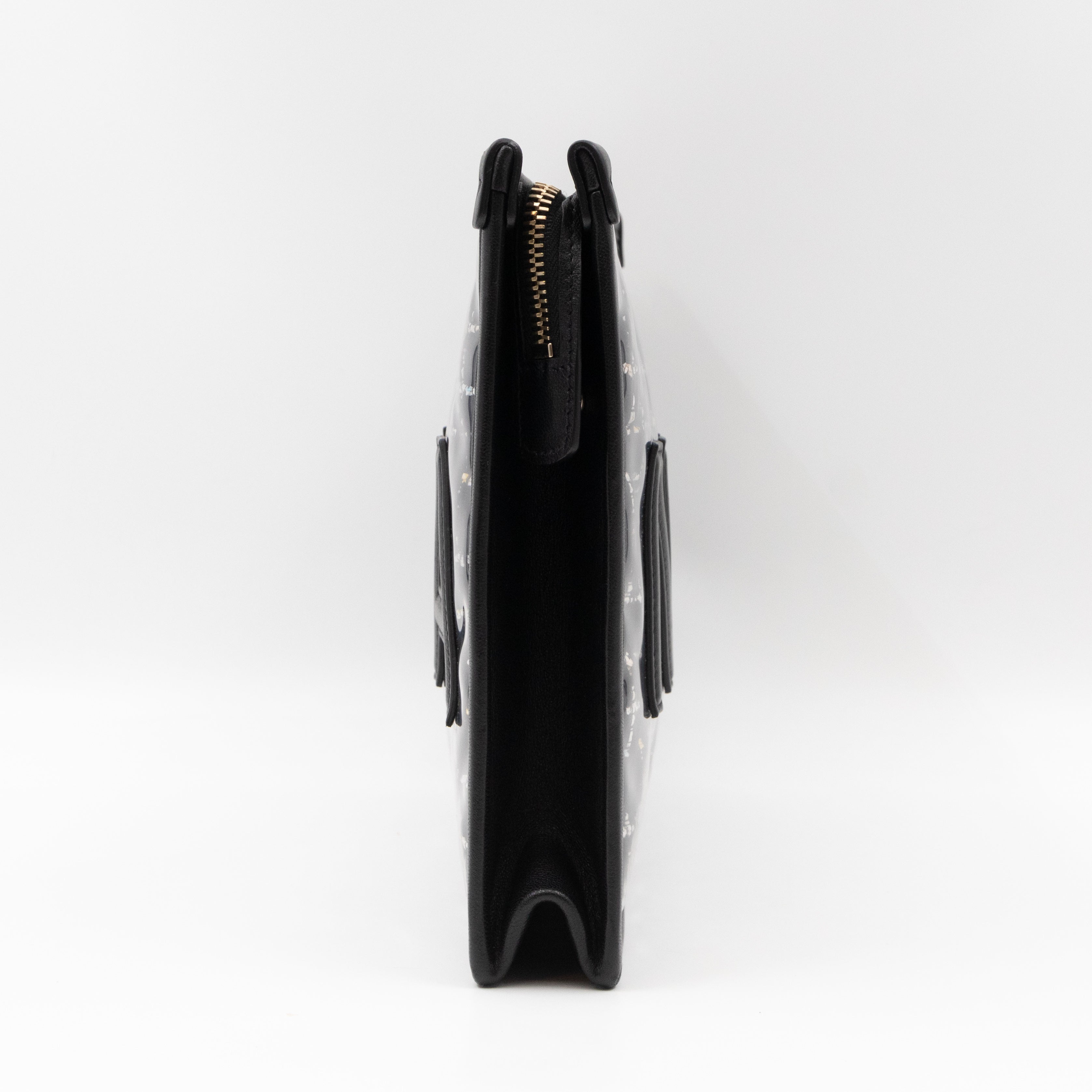 Large Pouch Tweed PVC black