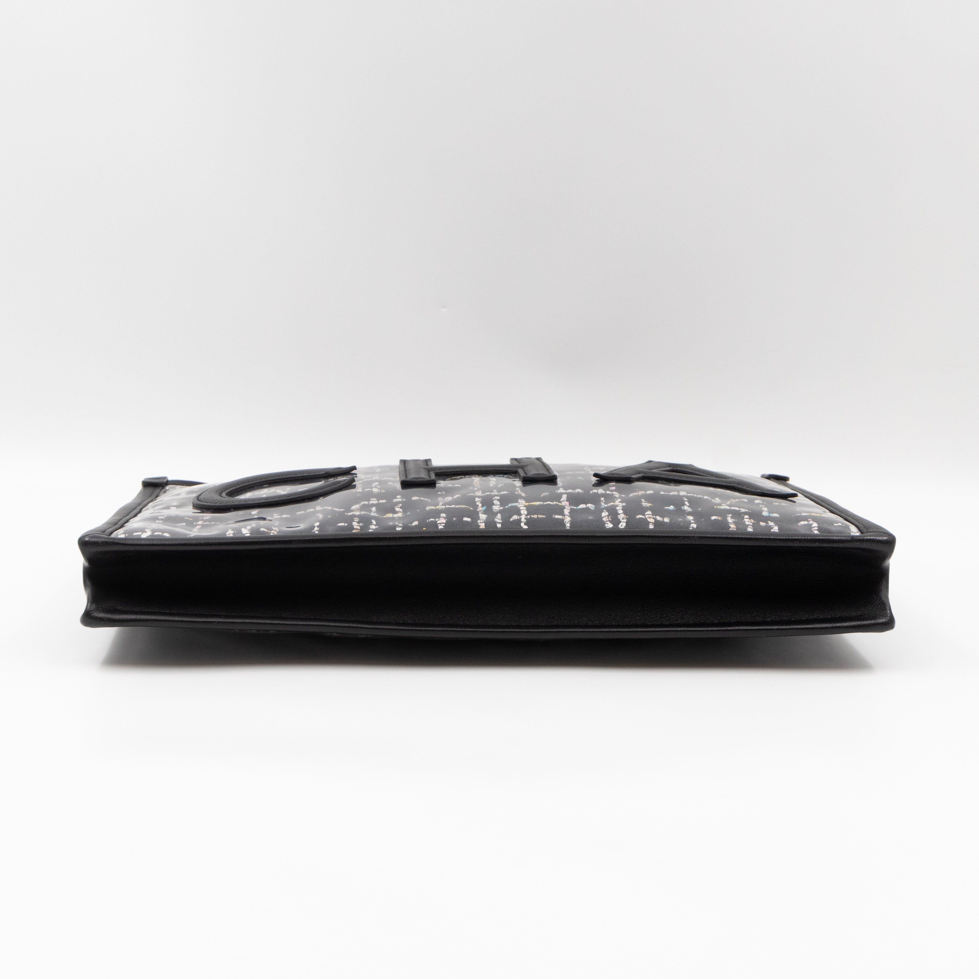 Large Pouch Tweed PVC black