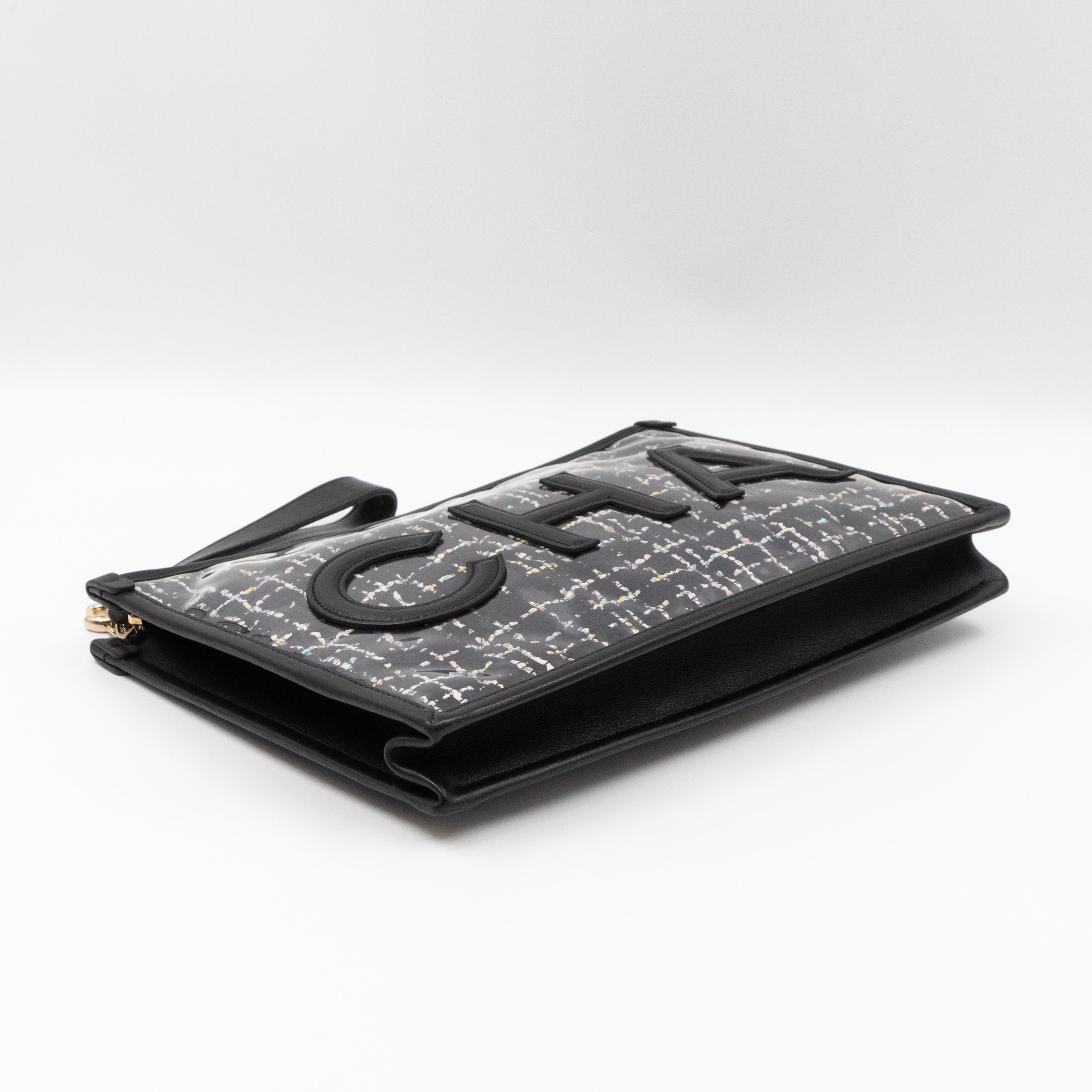 Large Pouch Tweed PVC black