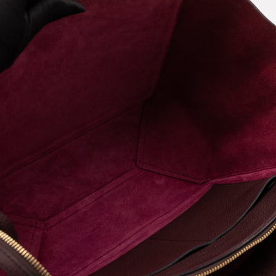 Tri-Fold Small Burgundy Grained Calfskin Leather
