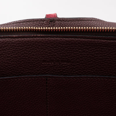 Tri-Fold Small Burgundy Grained Calfskin Leather