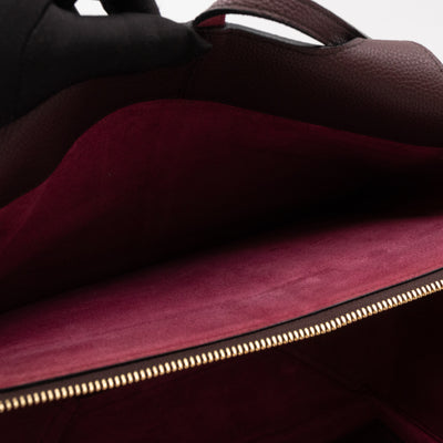 Tri-Fold Small Burgundy Grained Calfskin Leather