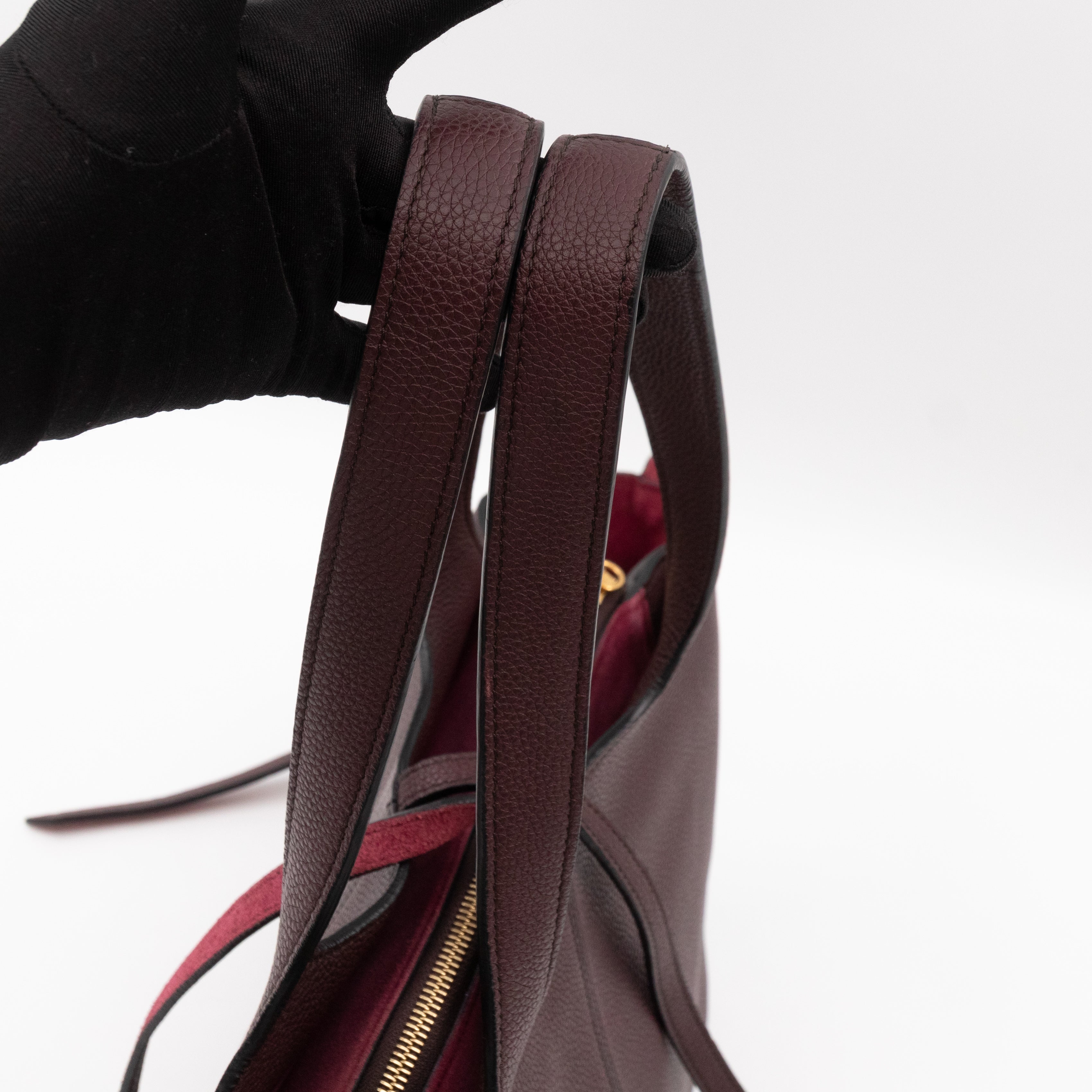 Tri-Fold Small Burgundy Grained Calfskin Leather