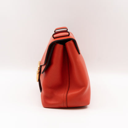 GG Marmont Shoulder Bag Orange Pebbled Leather