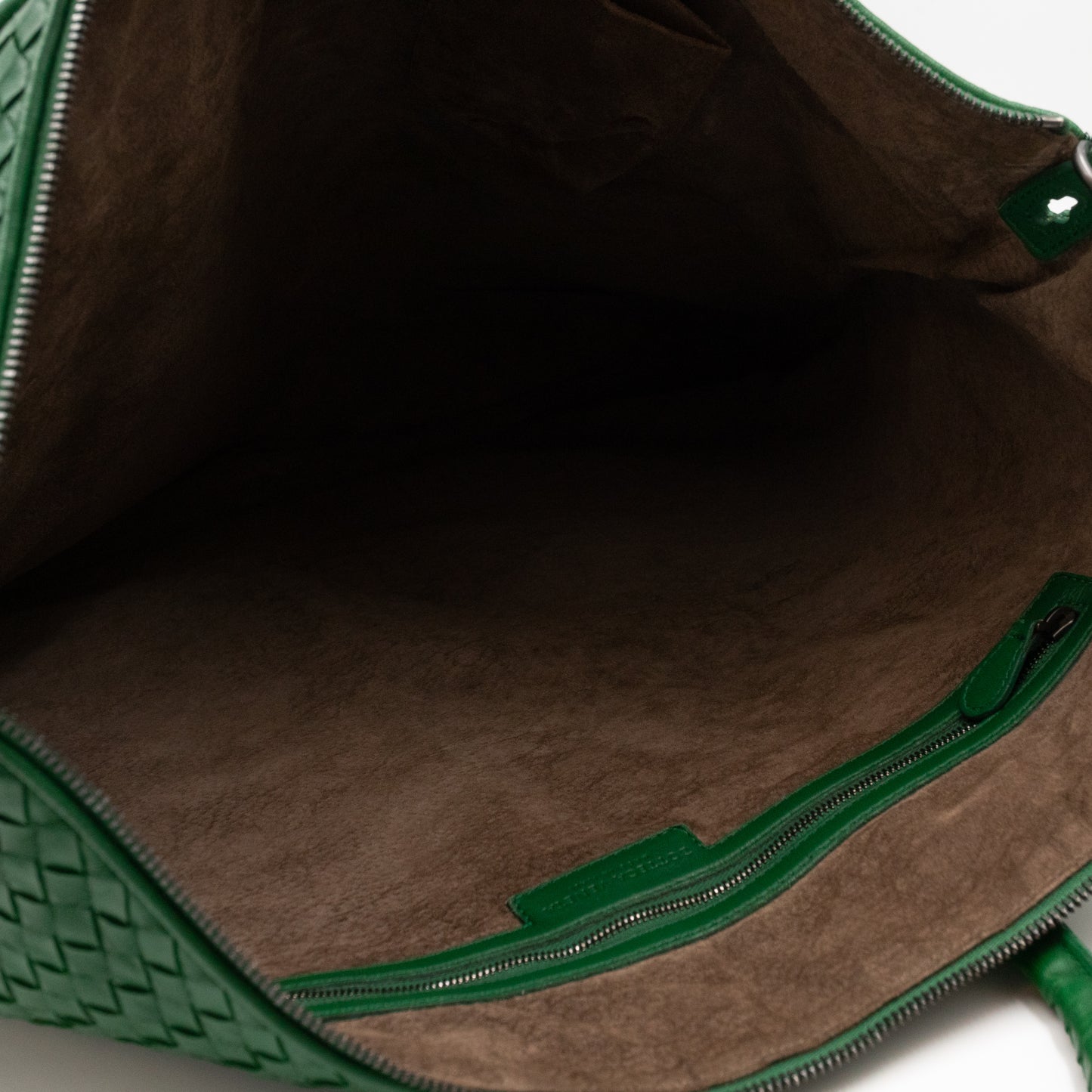 Large Convertible Tote Bag Intrecciato Green Leather