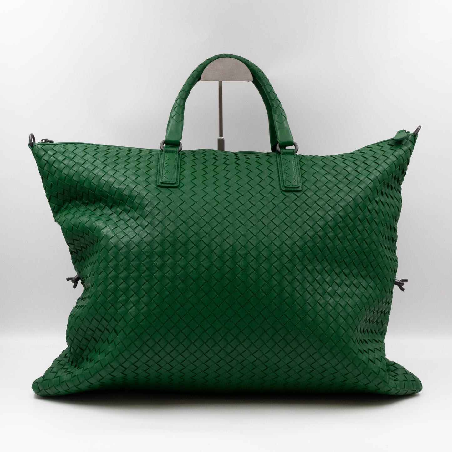 Large Convertible Tote Bag Intrecciato Green Leather