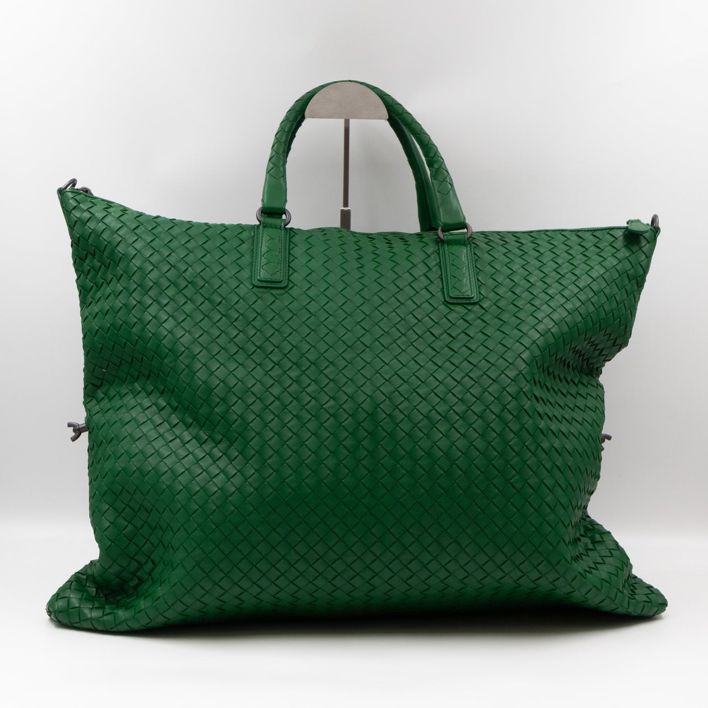 Large Convertible Tote Bag Intrecciato Green Leather