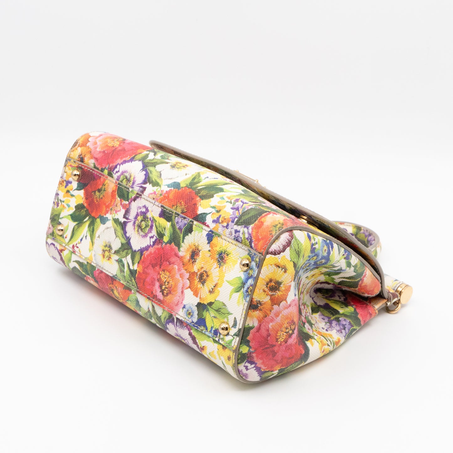 Sicily Medium Floral Print Dauphine Leather