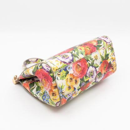 Sicily Medium Floral Print Dauphine Leather