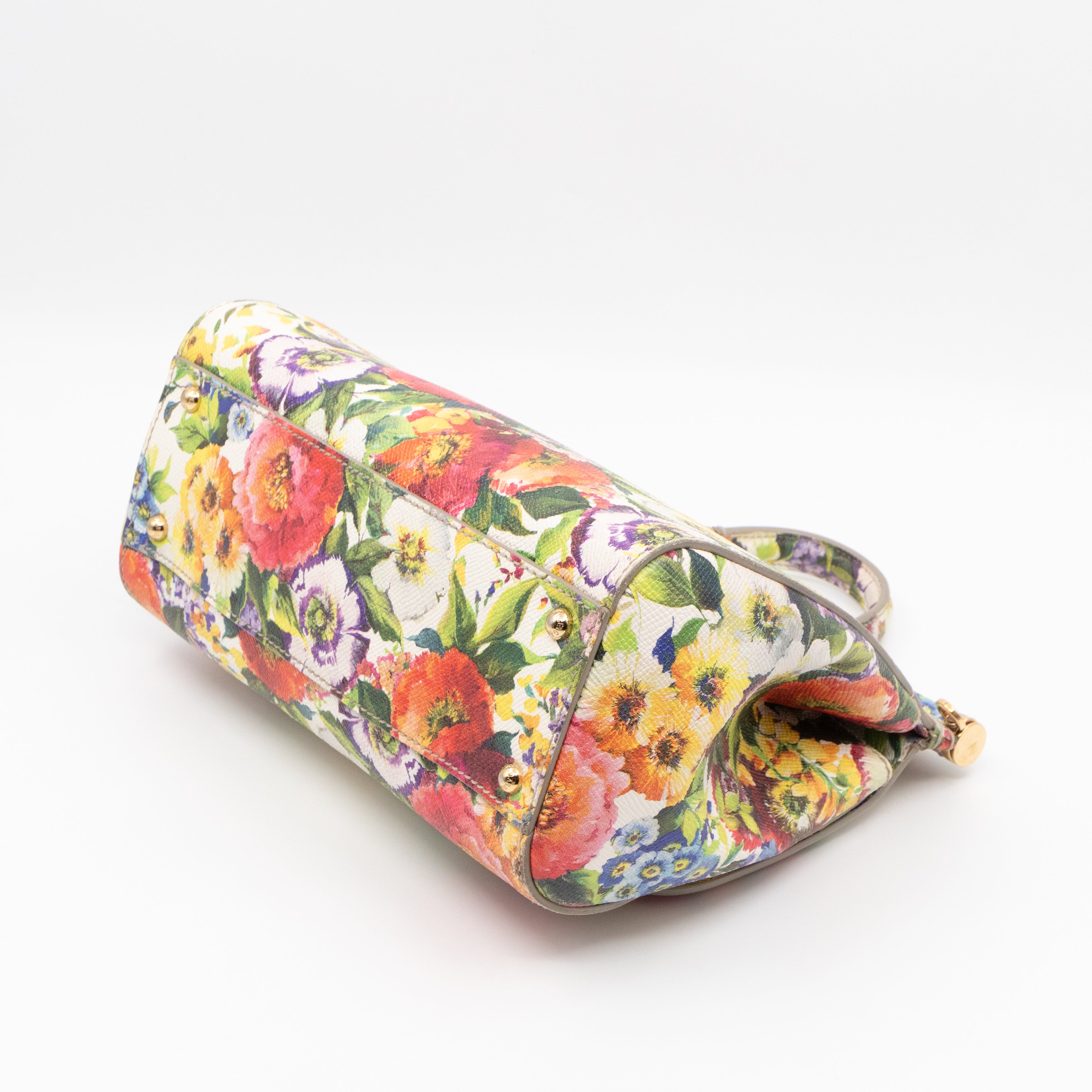 Sicily Medium Floral Print Dauphine Leather
