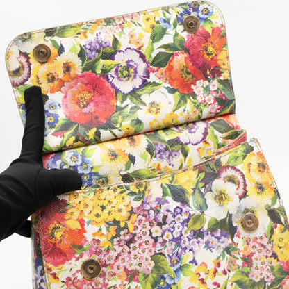 Sicily Medium Floral Print Dauphine Leather