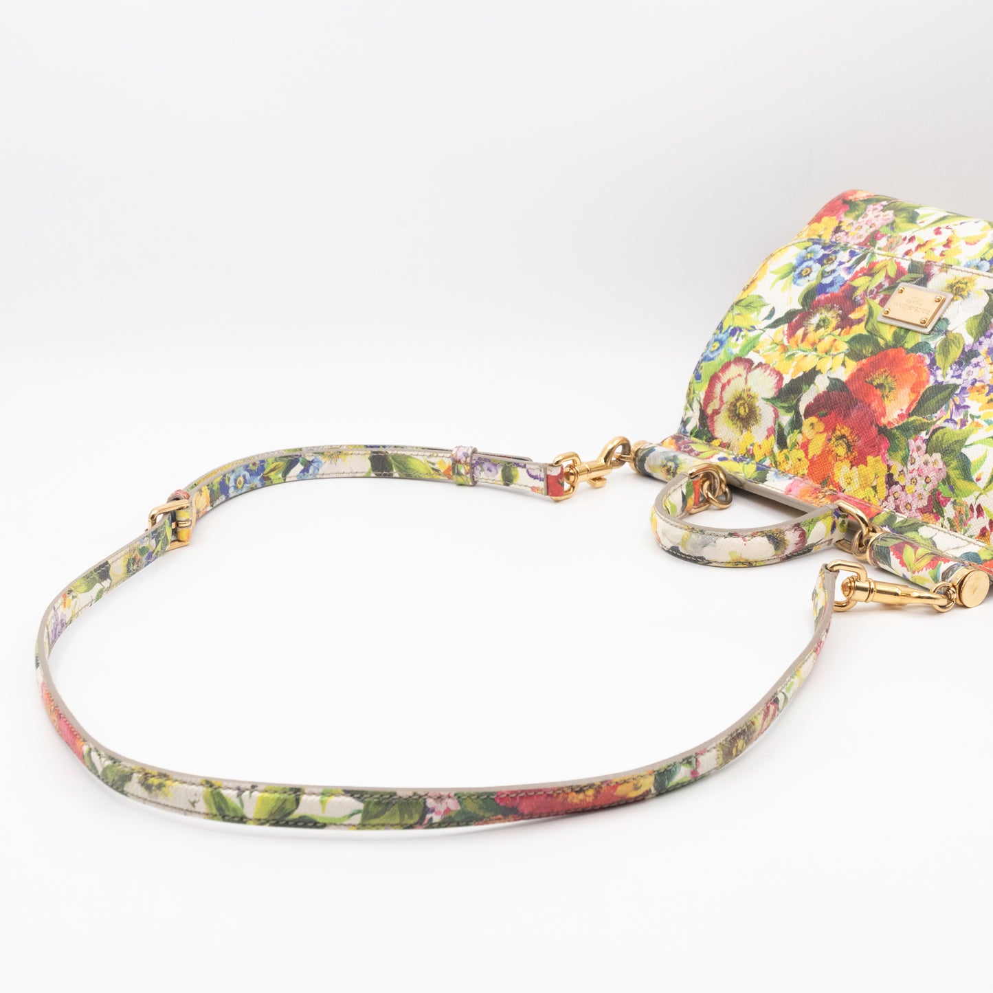 Sicily Medium Floral Print Dauphine Leather