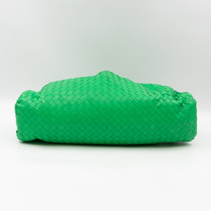 Pouch Clutch Intrecciato Green Leather