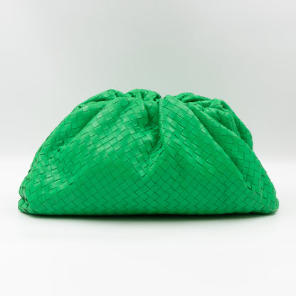 Pouch Clutch Intrecciato Green Leather