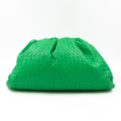 Pouch Clutch Intrecciato Green Leather