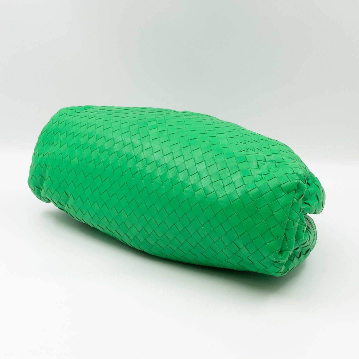 Pouch Clutch Intrecciato Green Leather