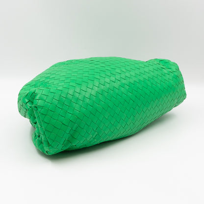 Pouch Clutch Intrecciato Green Leather