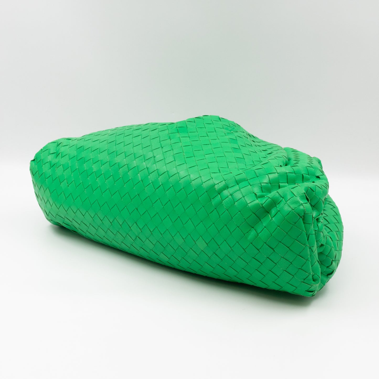 Pouch Clutch Intrecciato Green Leather