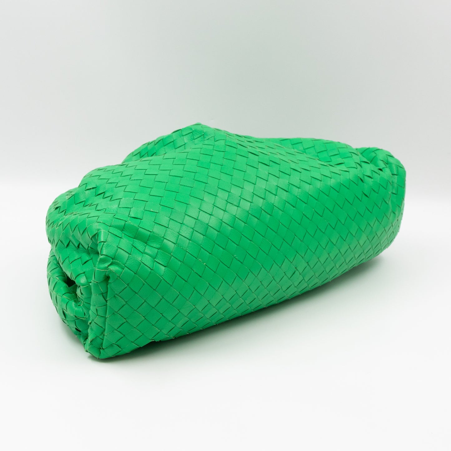 Pouch Clutch Intrecciato Green Leather