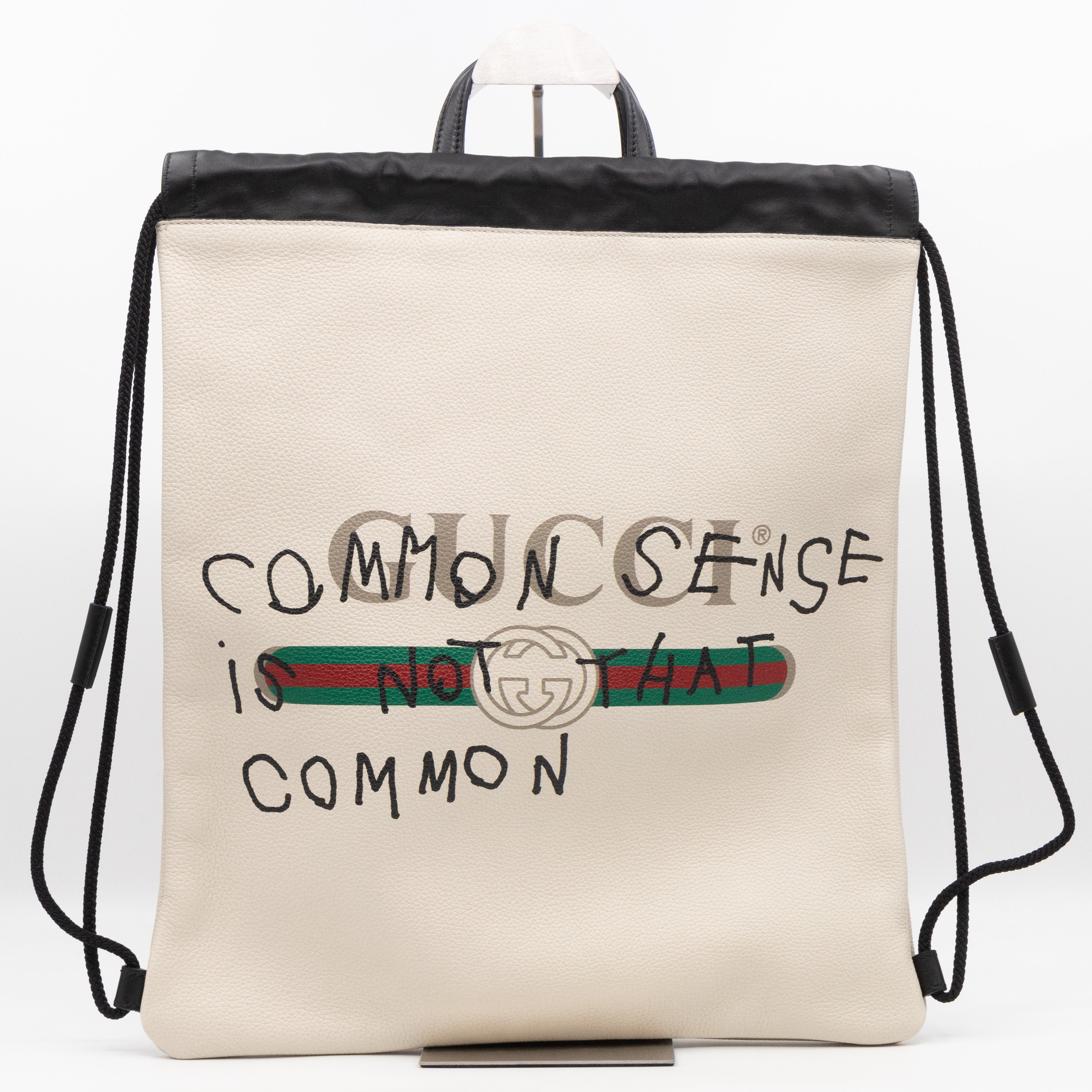 Coco Capitan Logo Drawstring Backpack White Leather