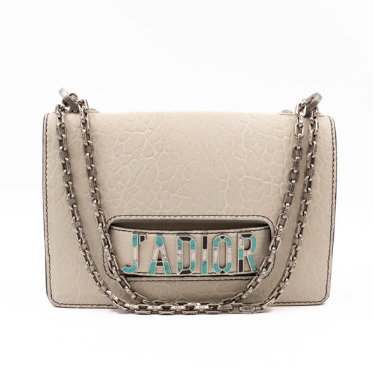 J'Adior Flap Bag Medium White Leather