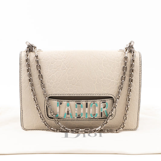 J'Adior Flap Bag Medium White Leather