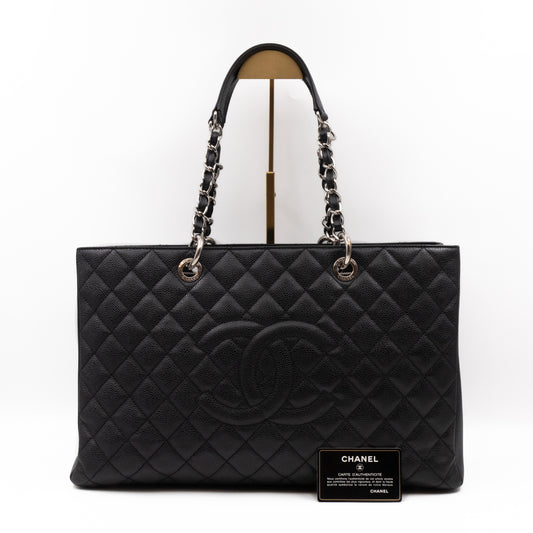 GST XL Grand Shopping Tote Black Caviar Silver