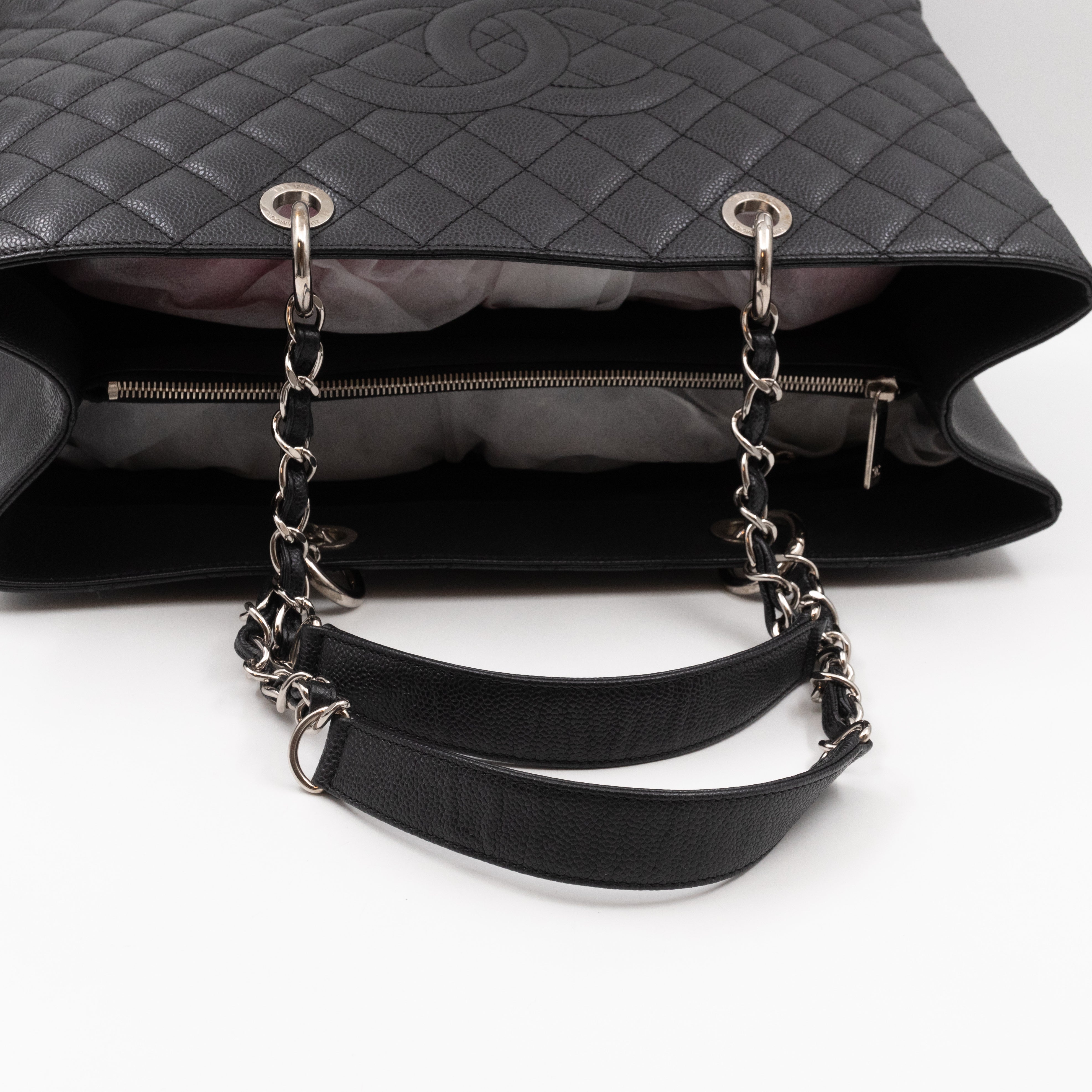 GST XL Grand Shopping Tote Black Caviar Silver