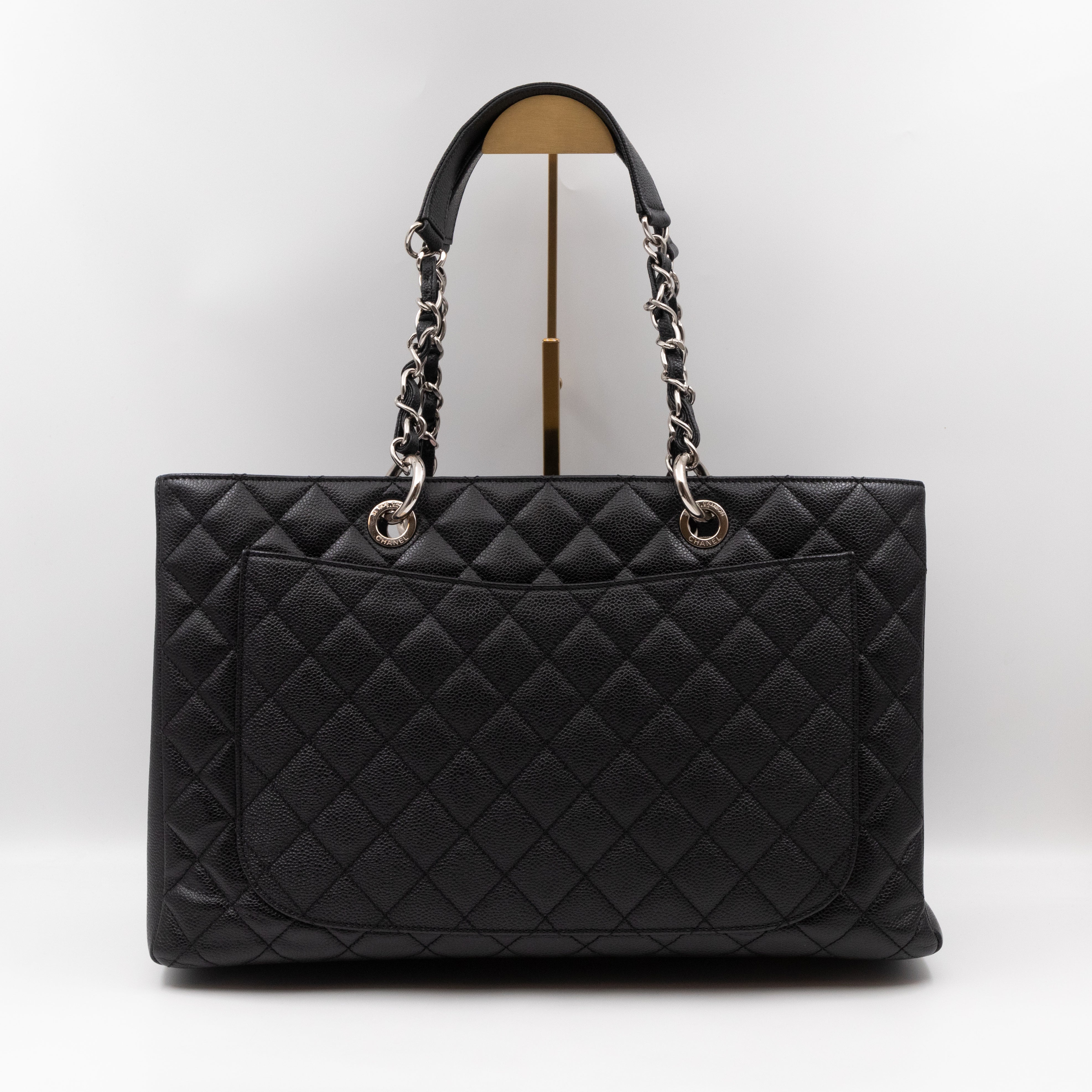 GST XL Grand Shopping Tote Black Caviar Silver