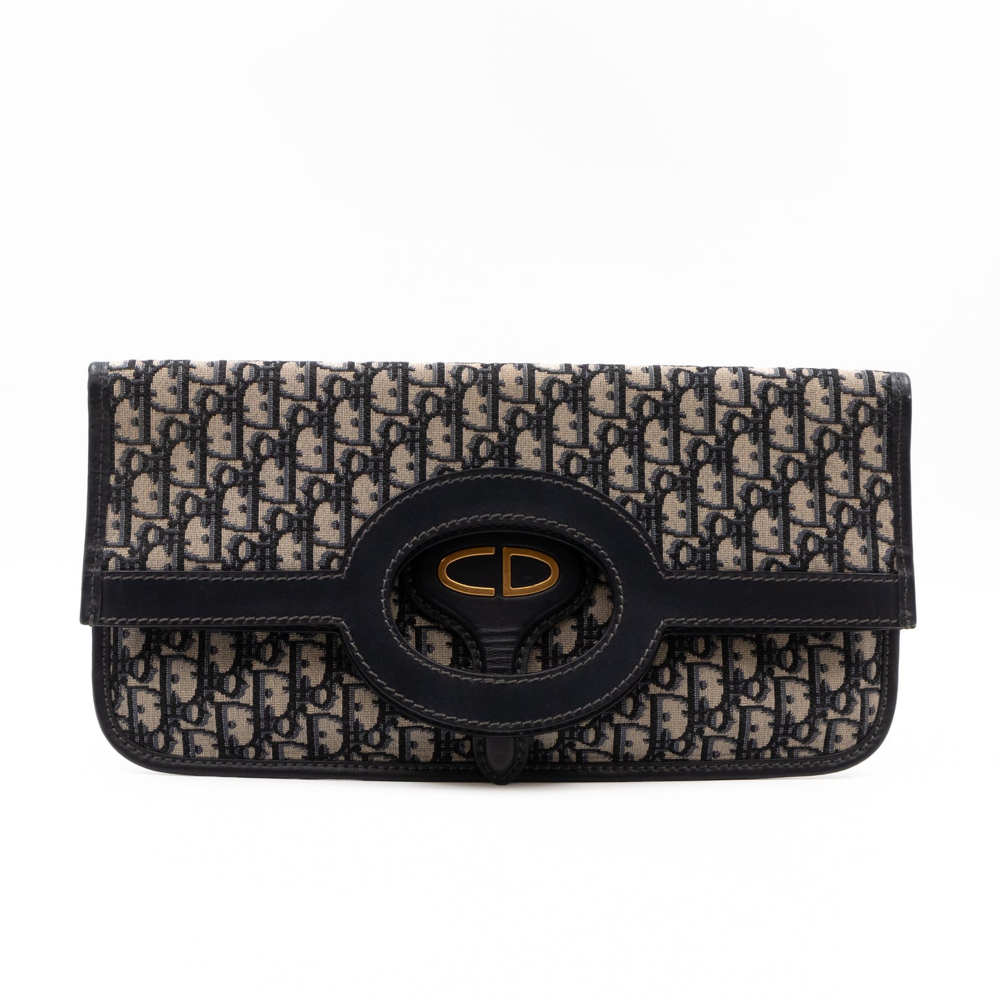 Fold Over Clutch Bag Blue Oblique Jacquard