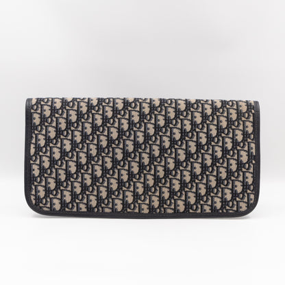 Fold Over Clutch Bag Blue Oblique Jacquard