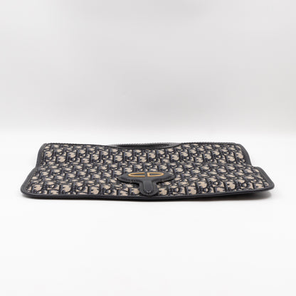 Fold Over Clutch Bag Blue Oblique Jacquard