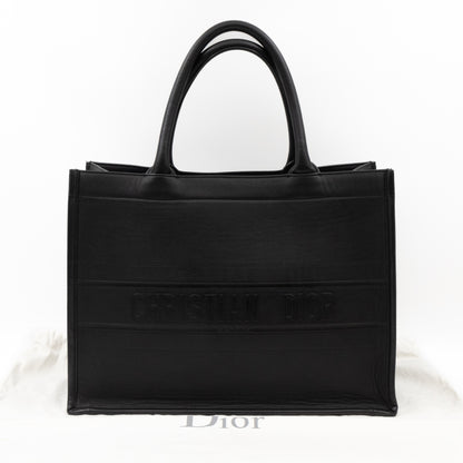 Book Tote Medium Black Oblique Embossed Leather