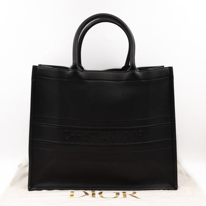 Book Tote Large Black Oblique Embossed Leather