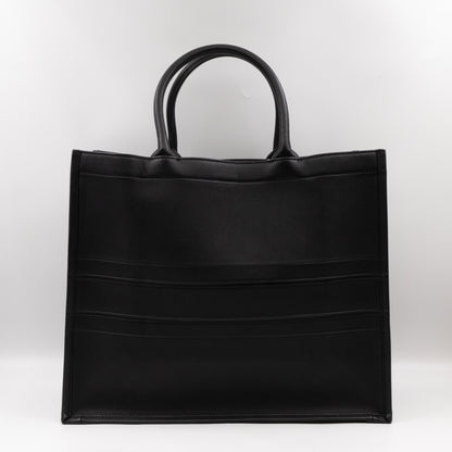 Book Tote Large Black Oblique Embossed Leather