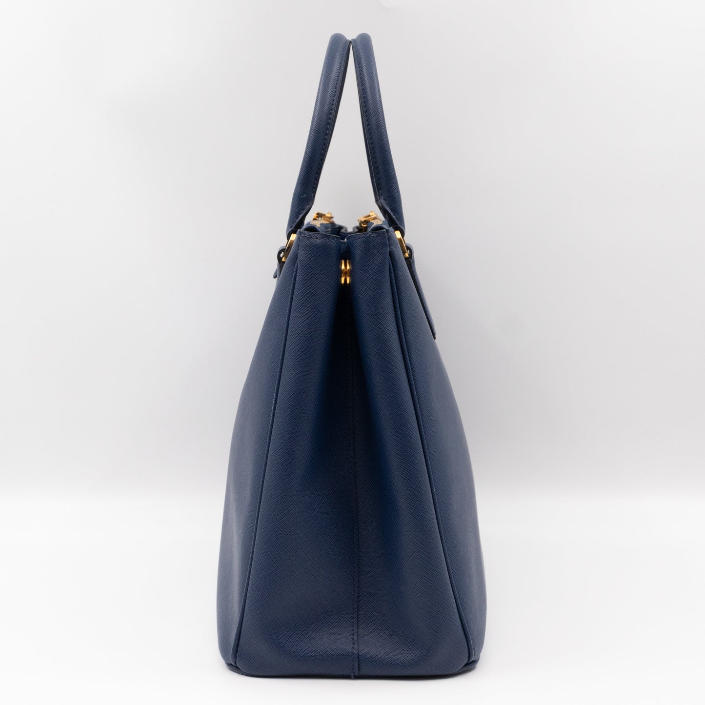 Galleria Large Double Zip Blue Saffiano Leather