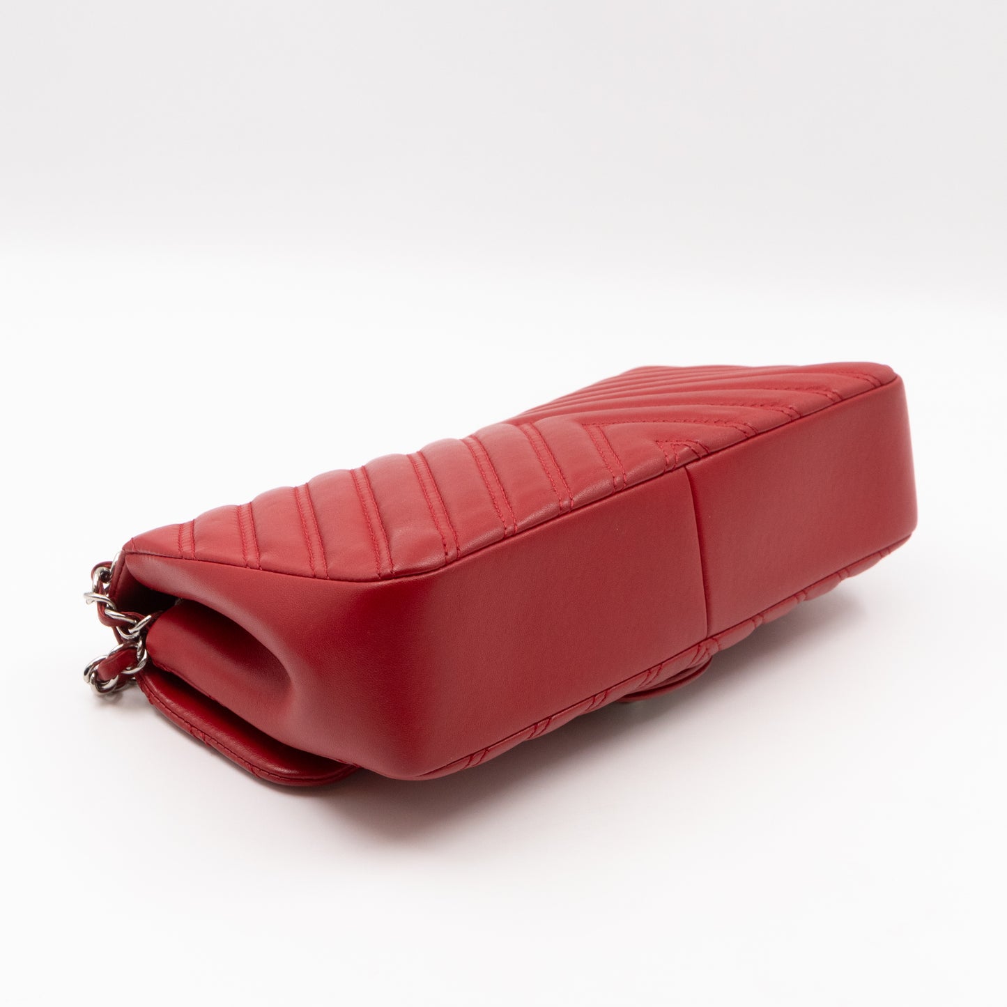 Like A Chevron Classic Single Flap Bag Red Leather