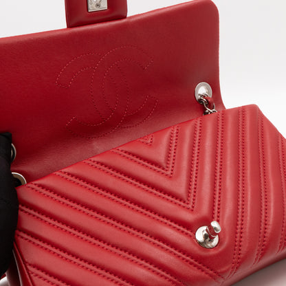 Like A Chevron Classic Single Flap Bag Red Leather