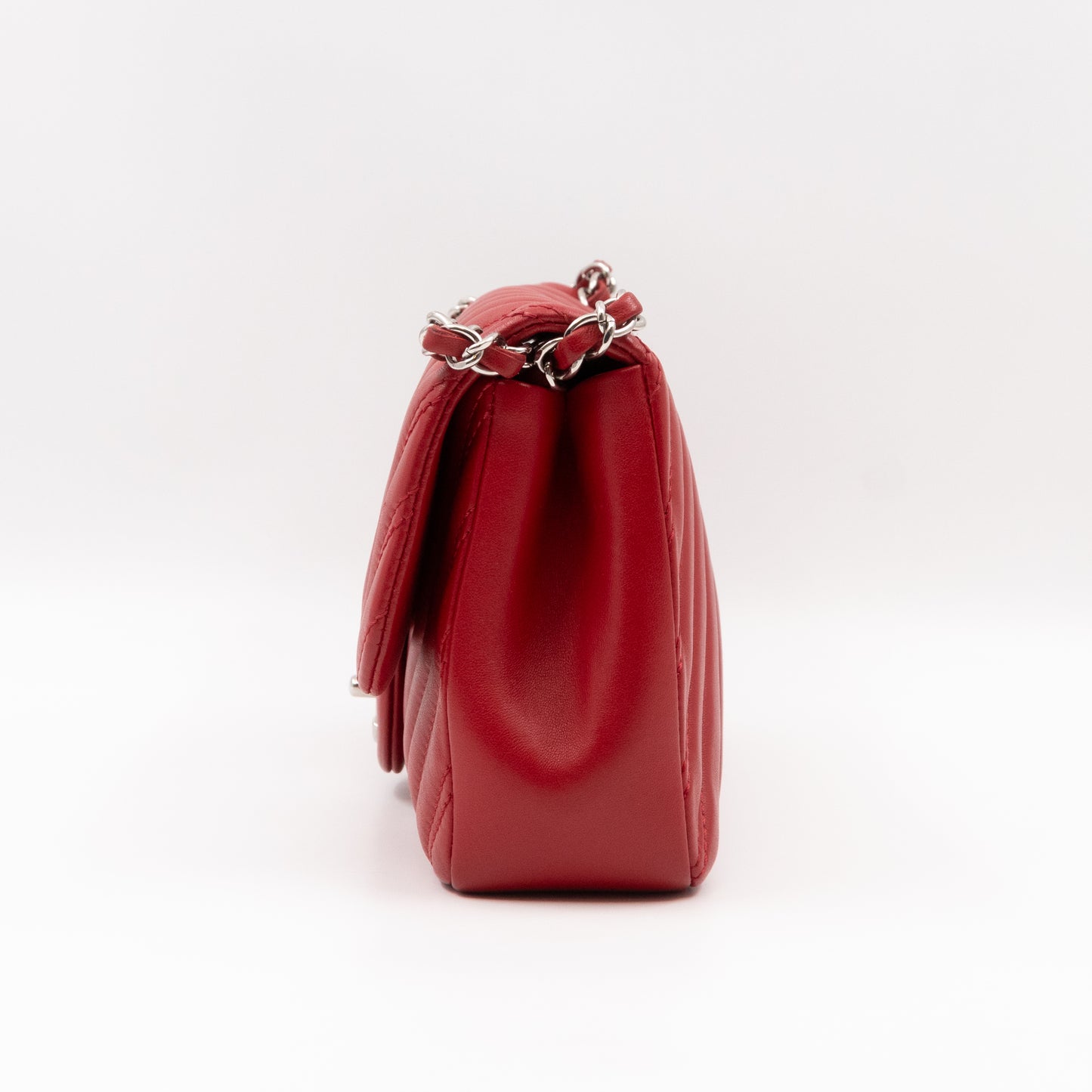 Like A Chevron Classic Single Flap Bag Red Leather