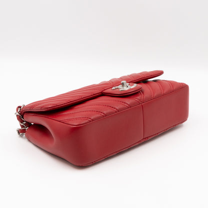 Like A Chevron Classic Single Flap Bag Red Leather