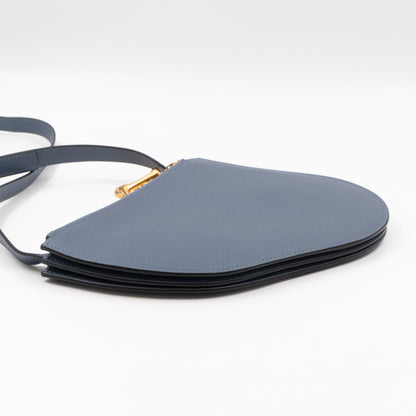 Saddle Triple Zip Crossbody Bag Blue Leather