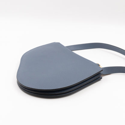 Saddle Triple Zip Crossbody Bag Blue Leather